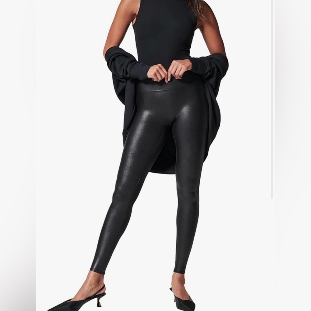 Spanx Faux Leather Leggings with Tummy Control